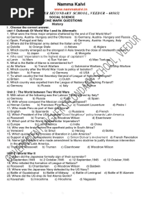 Namma Kalvi 10th Social Science 1 Mark Questions em 215570 PDF