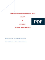 Technical Report Writing 1 Memorandum and Business Letter