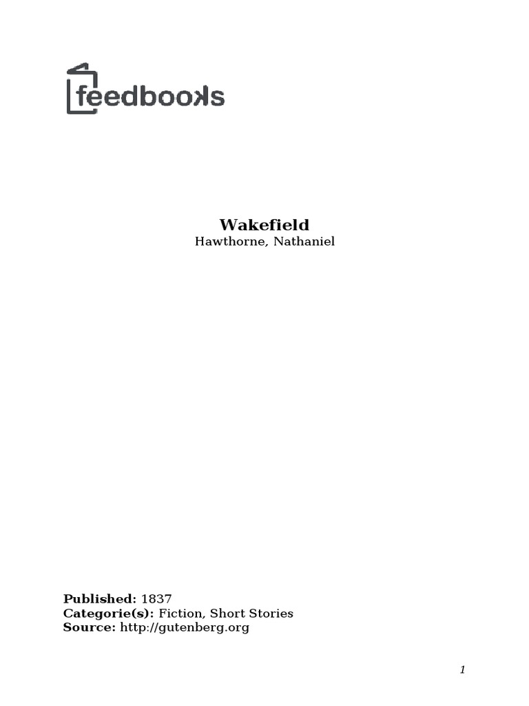 HAWTHORNE, Nathaniel. Wakefield PDF PDF Nathaniel Hawthorne