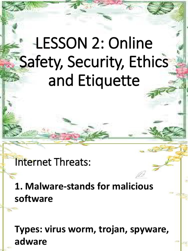 LESSON 2: Online Safety, Security, Ethics and Etiquette | PDF