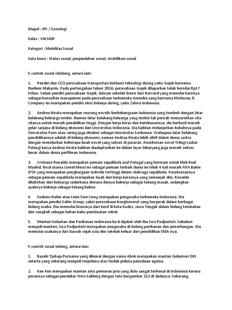 Bentuk Bentuk Mobilitas