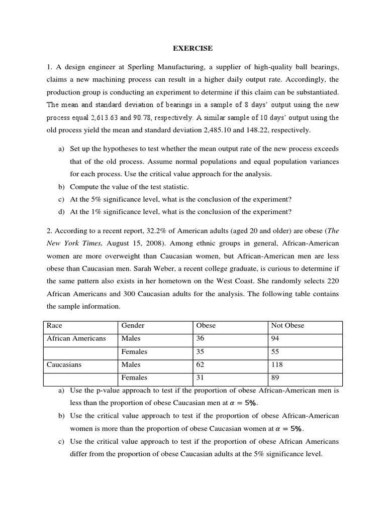 Statistical Analysis of Manufacturing and Health Data | PDF | Analysis ...