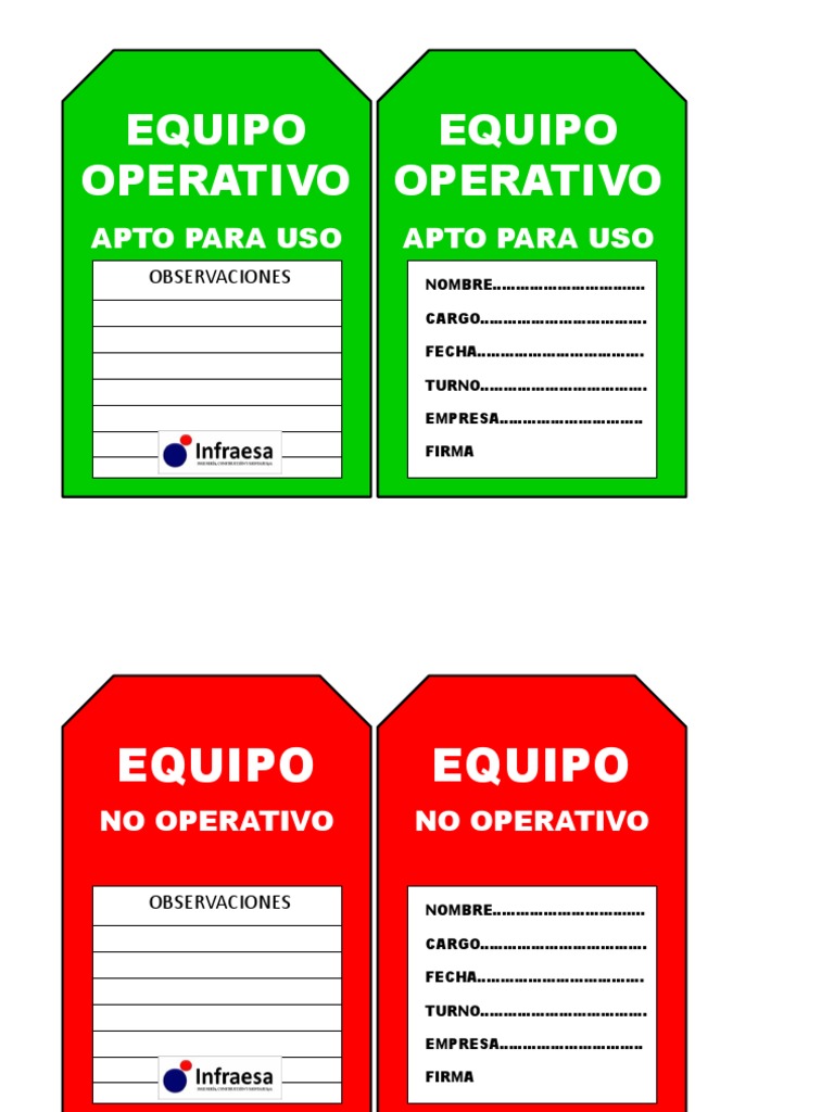 Tarjetas de Andamio y Equipos | PDF