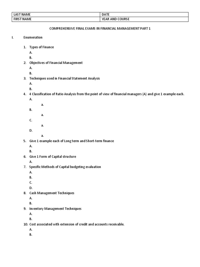 Financial Management Final Exam Guide | PDF | Revenue | Bonds (Finance)