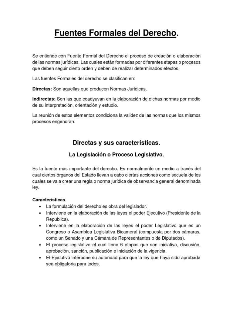 Fuentes Formales Del Derecho Caso de ley Legislación