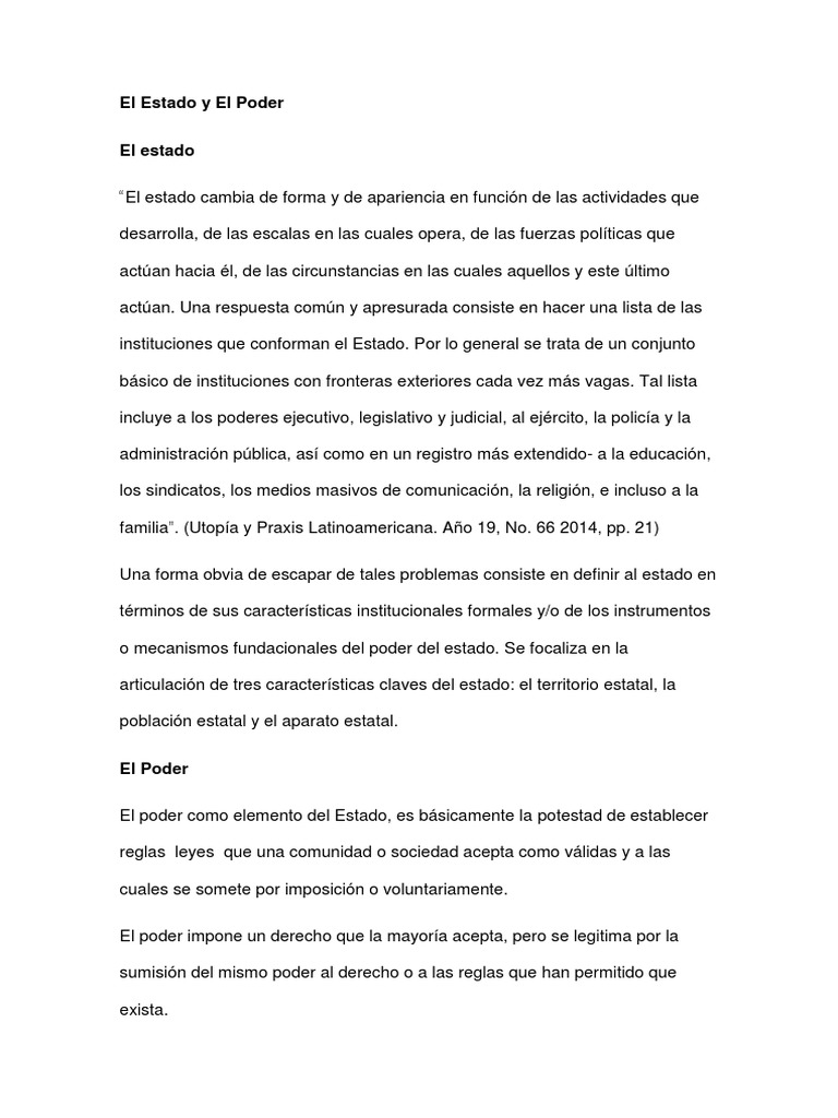 El Estado y El Poder | PDF | Separación de poderes | Estado (política)