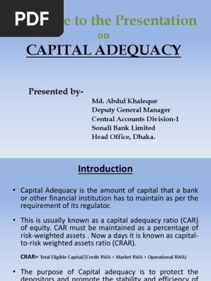 Capital Adequacy Presentation 1 2 Capital Requirement