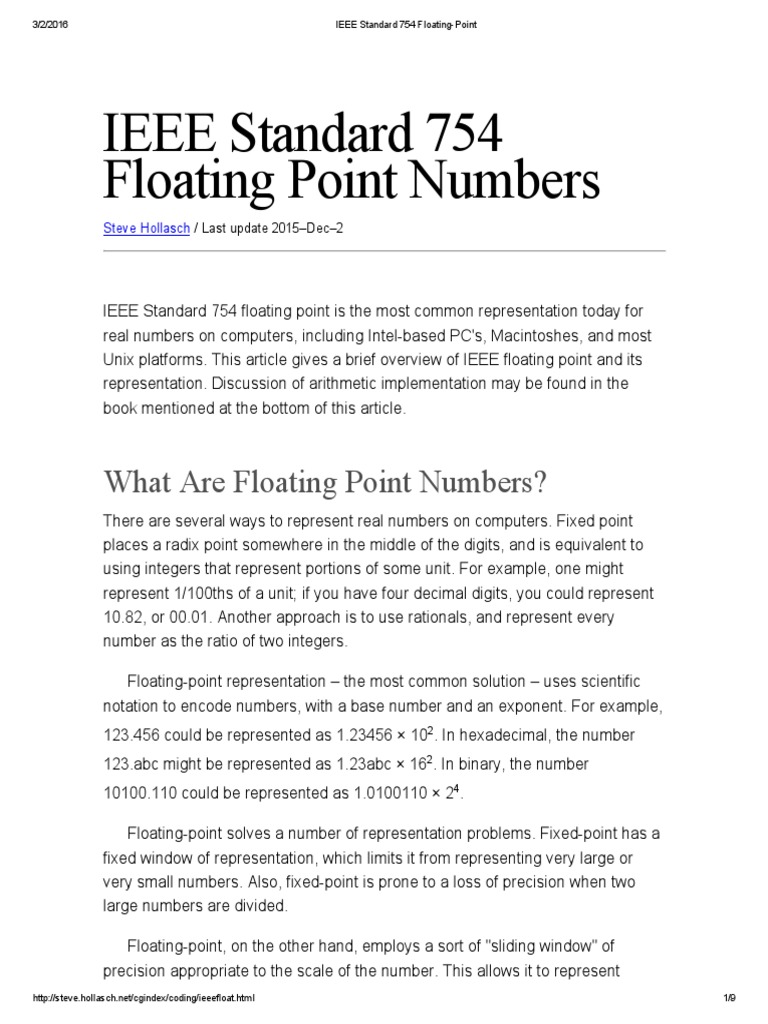 Ieee standard 754 floating point descargar gratis pdf mathematical