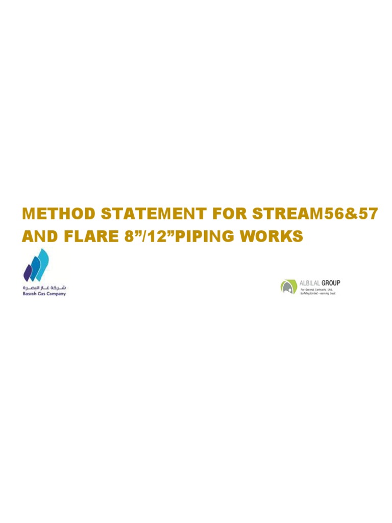Method Statement for Piping Works | PDF | Pipe (Fluid Conveyance) | Welding