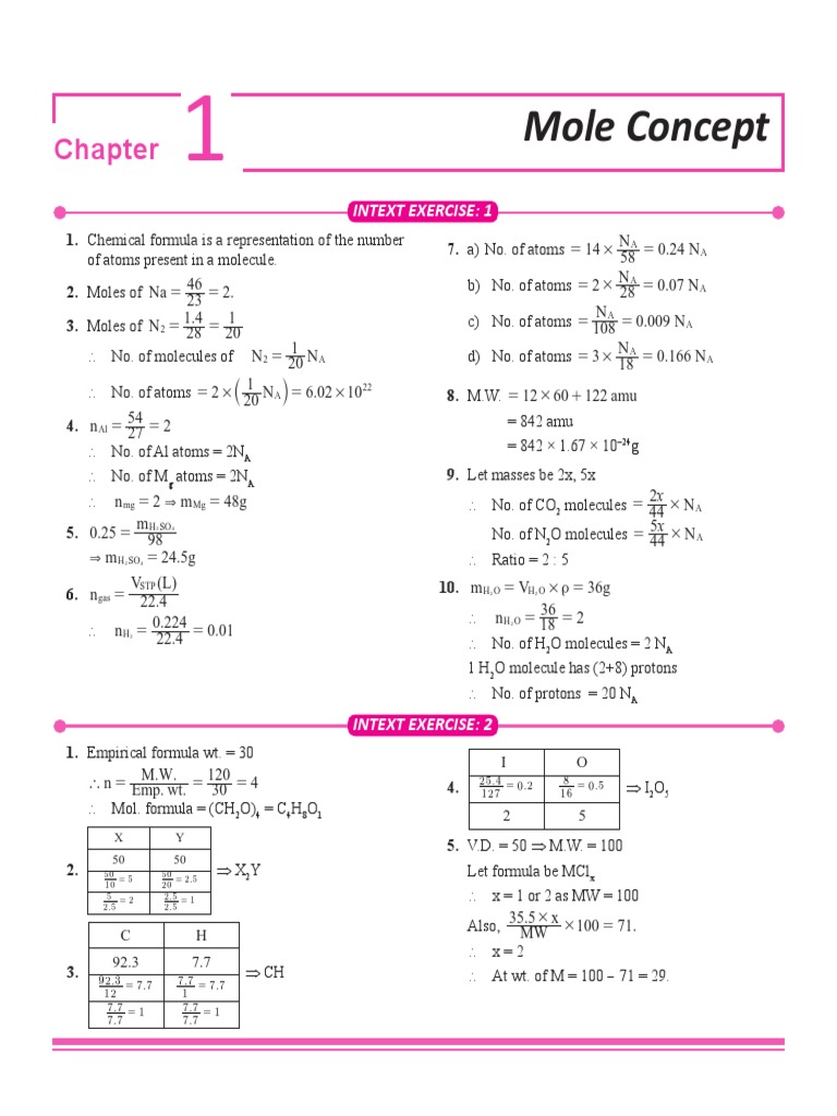 1-Mole Concept PDF | PDF | Mole (Unit) | Molar Concentration