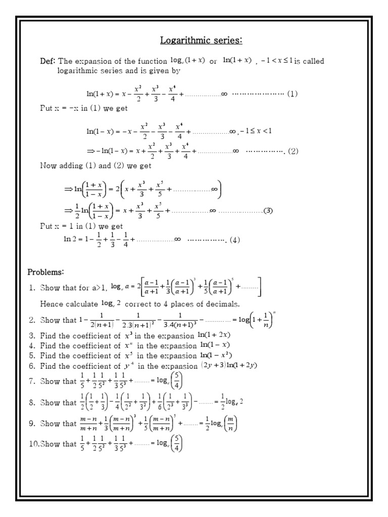 Logerthemic Series Complex Analysis Numbers