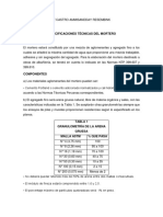 Especificaciones Técnicas Mortero