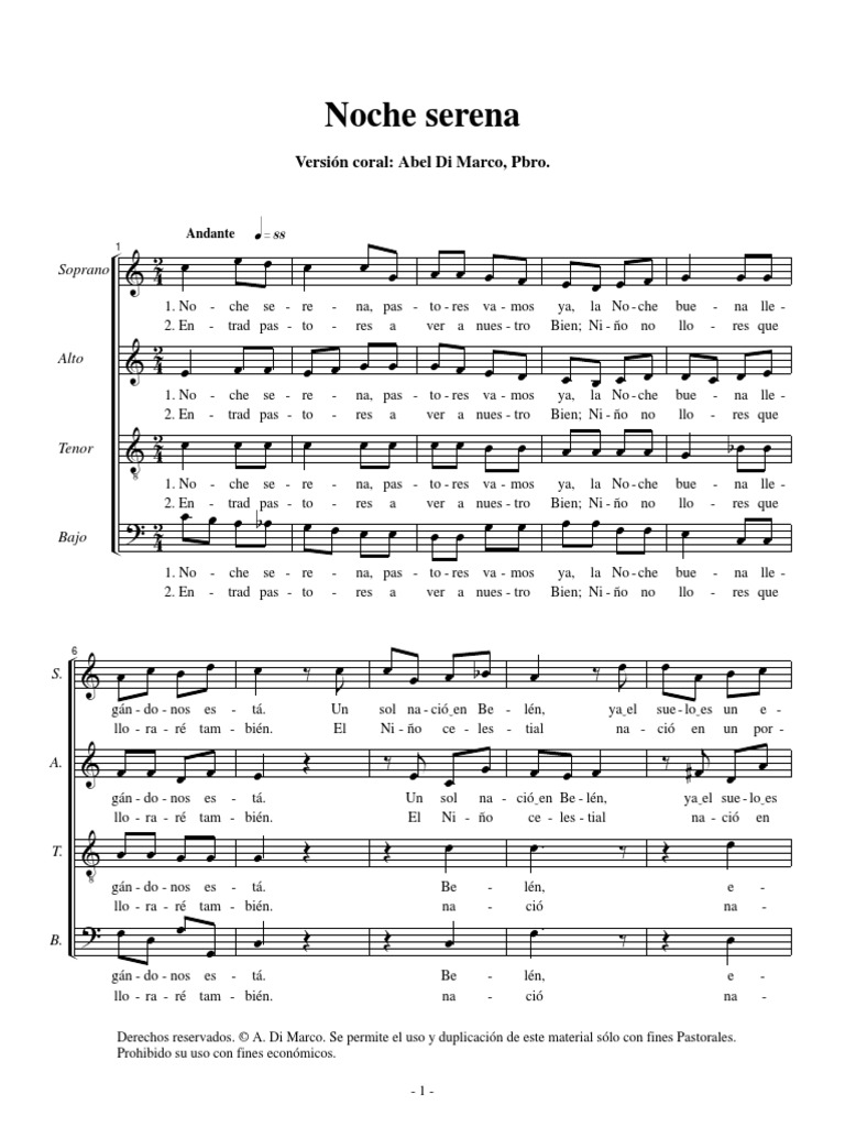 Noche Serena (C541) | PDF | Música vocal