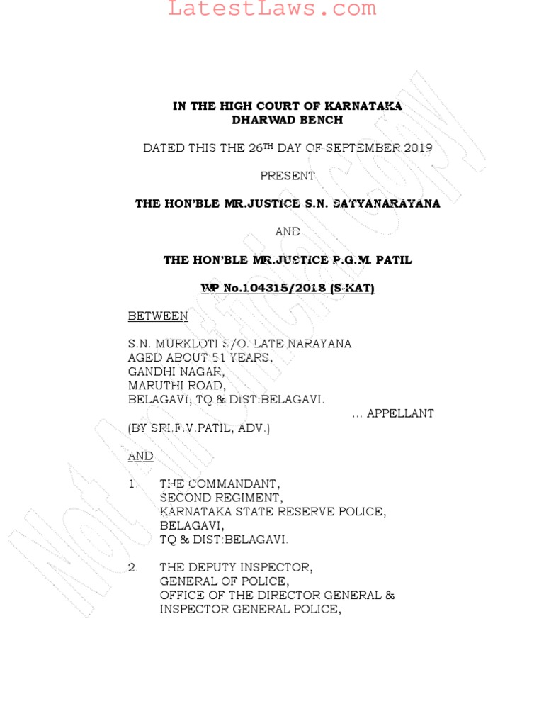 In The High Court of Karnataka Dharwad Bench PDF Acquittal Bail