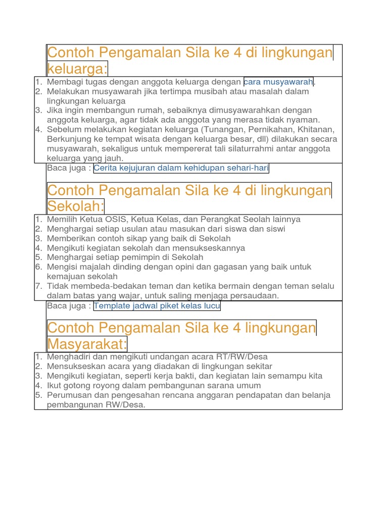 Contoh Pengamalan Sila Ke 4 Di Lingkungan Keluarga