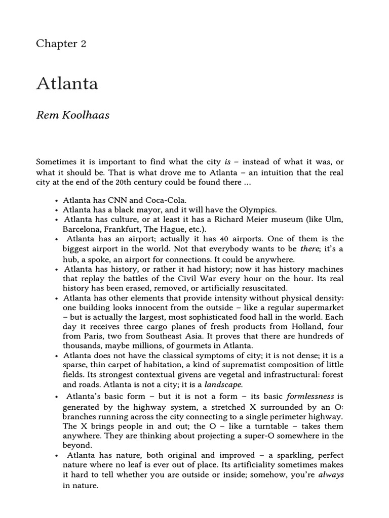 Koolhaas, Rem Atlanta PDF Atlanta Zoning