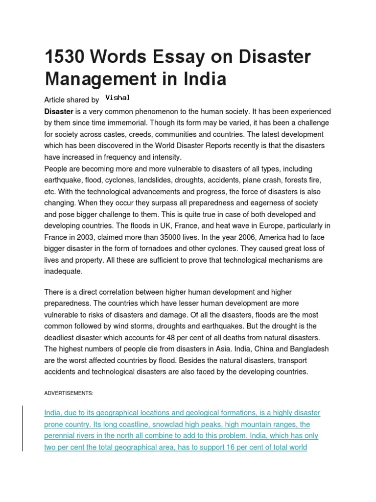 essay on disaster management and preparedness