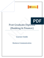 Post Graduate Diploma (Banking & Finance) : Learner Guide