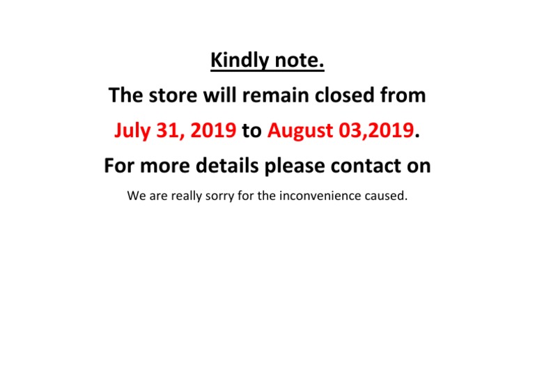 Store Close Templete | PDF