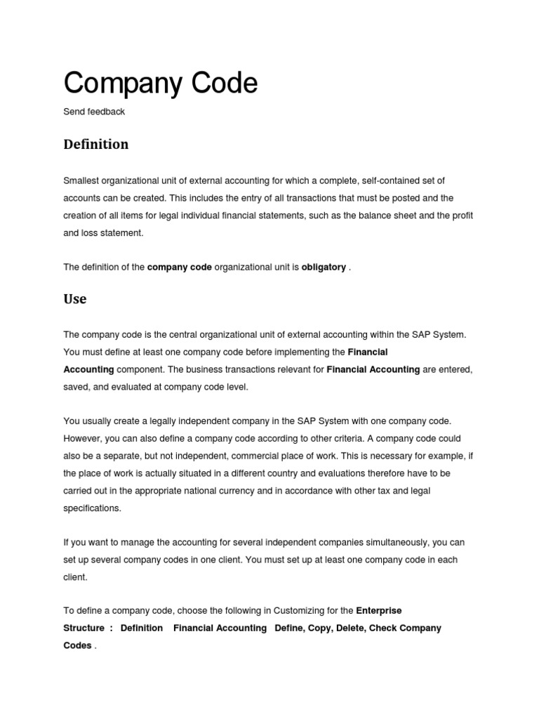 Company Code Accounting Component. The Business Transactions Relevant
