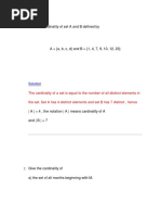 Give The Cardinality of Set A and B Defined By: Solution