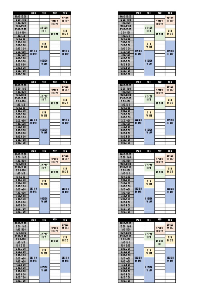 Weekly Class Schedule Overview | PDF | Foreign Language Studies