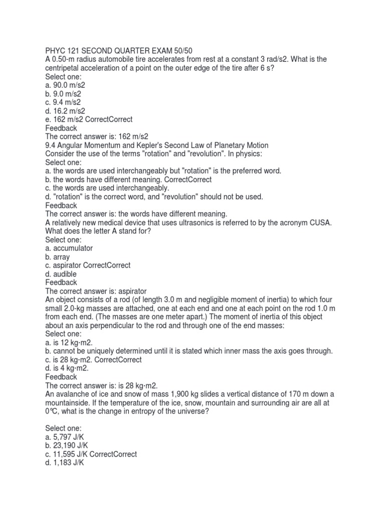 Physics Exam Pdf Torque Rotation Around A Fixed Axis
