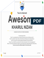 Google Interland KHAIRUL NIZAM Certificate of Awesomeness
