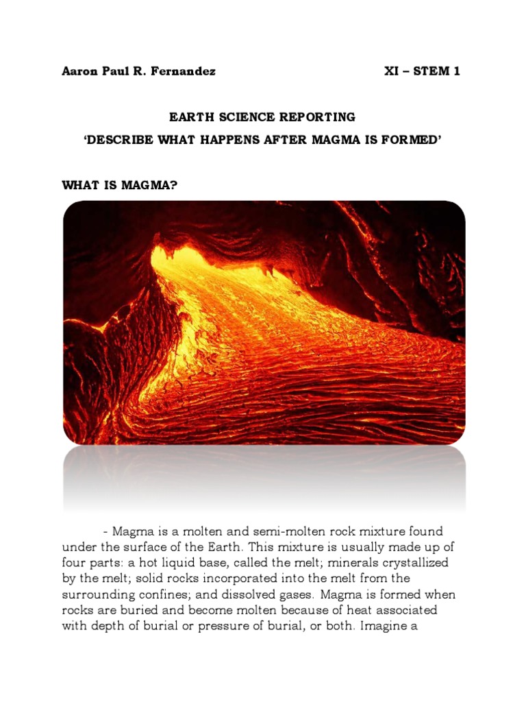 Describe What Happened If Magma Is Formed PDF Magma Igneous Rock