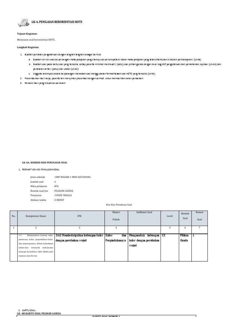 Lk 4 Soal Hots Unit 2 Yosef Sinaga