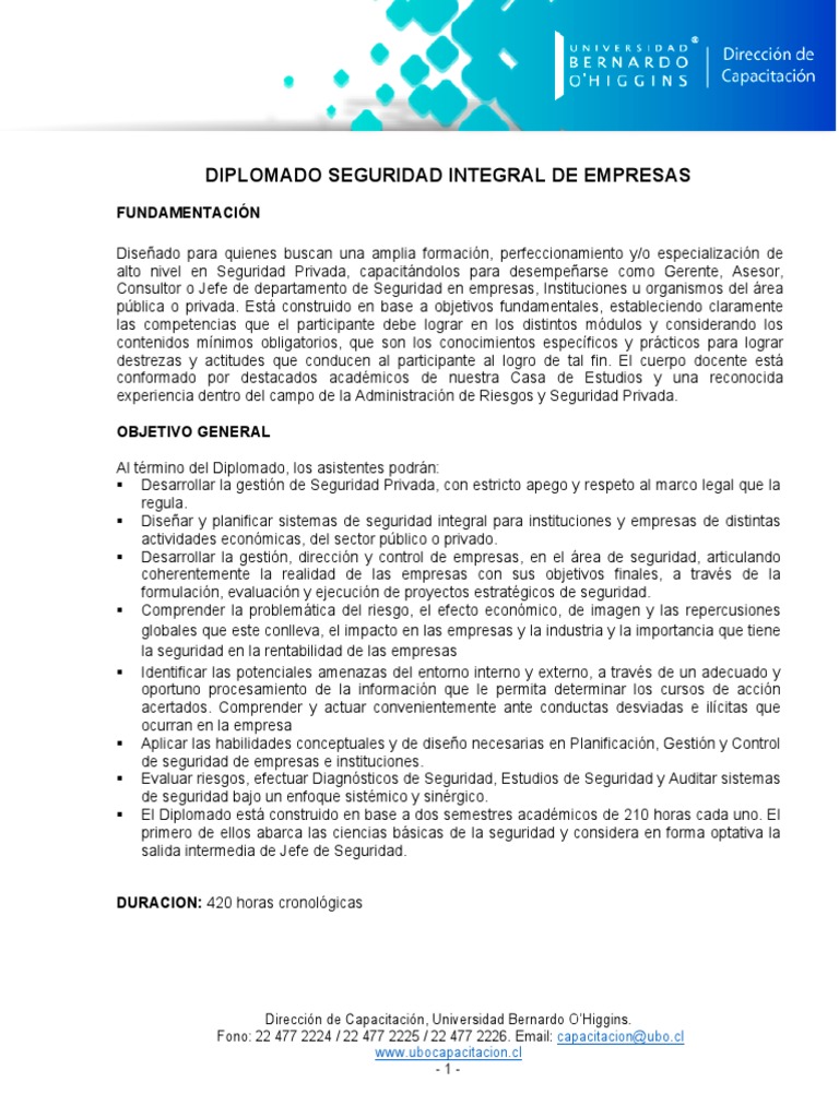 Diplomado Seguridad Integral De Empresas: Fundamentación | Seguridad y ...