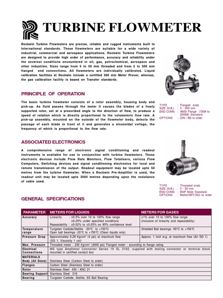 TFM - Turbine Flowmeter PDF | PDF | Flow Measurement | Turbine