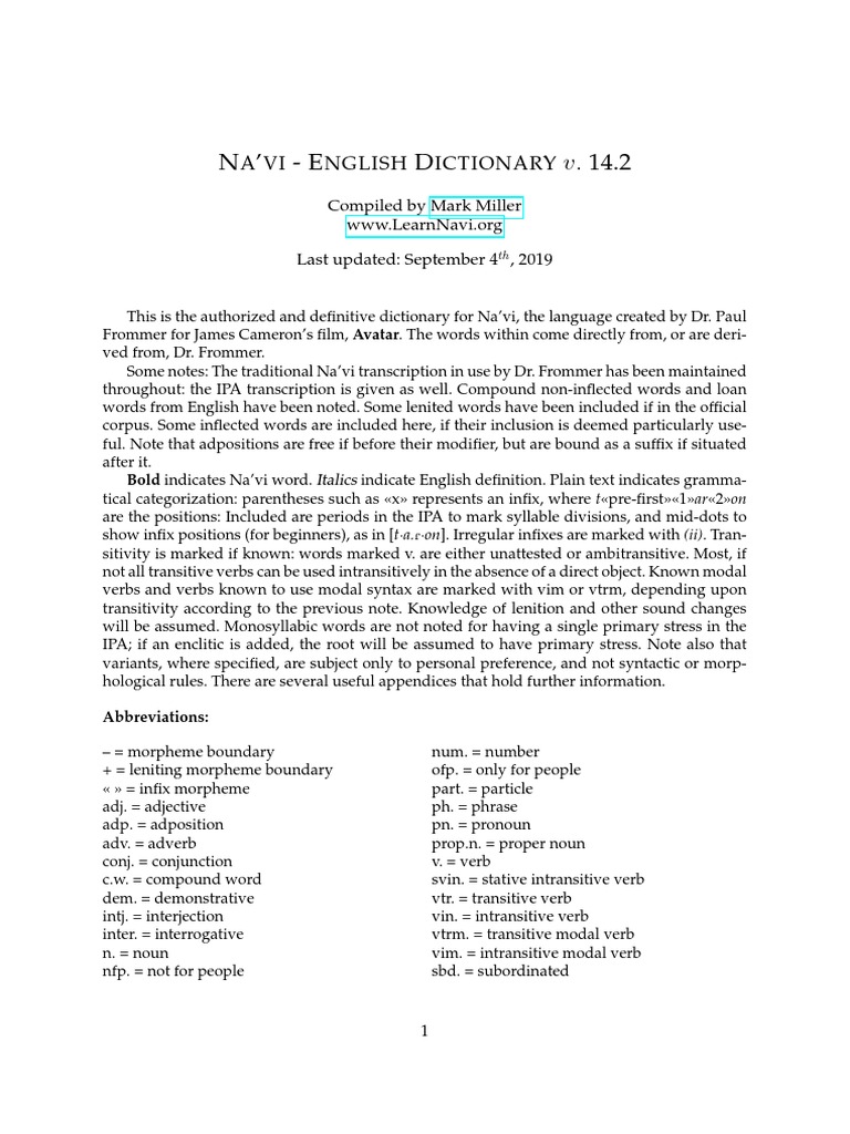 Navi Dictionary Onomastics Semantics