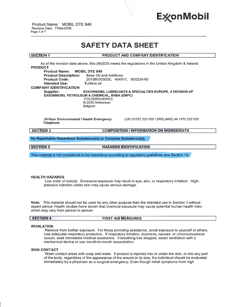 MSDS ExxonMobil PDF PDF Dangerous Goods Toxicity