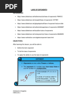 Laws of Exponents: References:: Christian Dy R. Regatcho STEM 11Y1-2