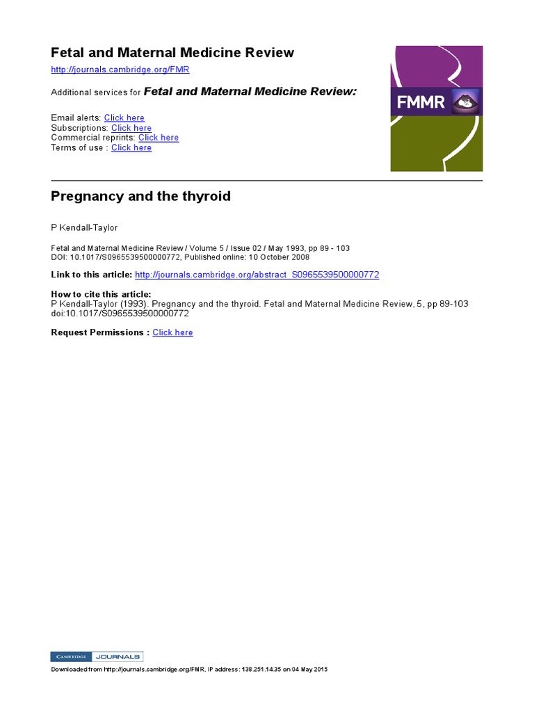Pregnancy and The Thyroid | PDF | Hypothyroidism | Hyperthyroidism