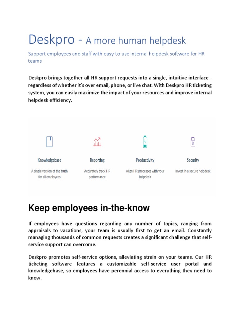 Deskpro - : A More Human Helpdesk | PDF | Career & Growth | Computers