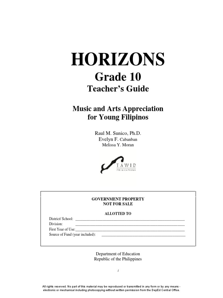 Music and Arts 10 TG | PDF | Music Of The United States | Curriculum