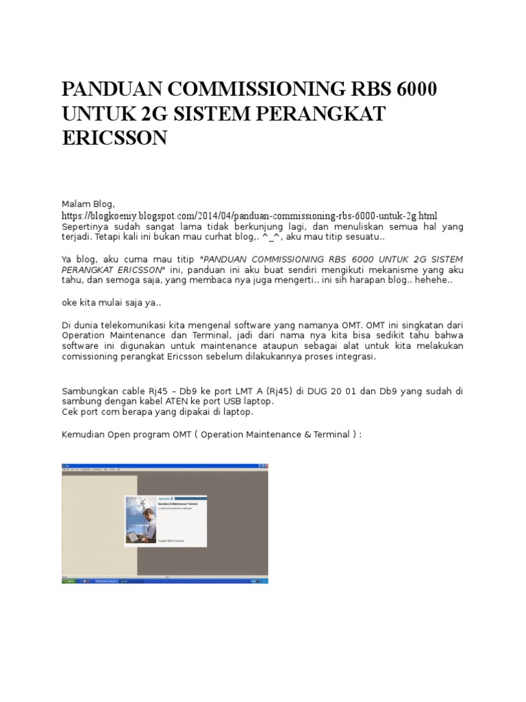 Step Commissioning Rbs 6000 Untuk 2g Sistem Ericsson | PDF
