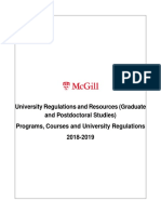 University Regulations and Resources (Graduate and Postdoctoral Studies) Programs, Courses and University Regulations 2018-2019