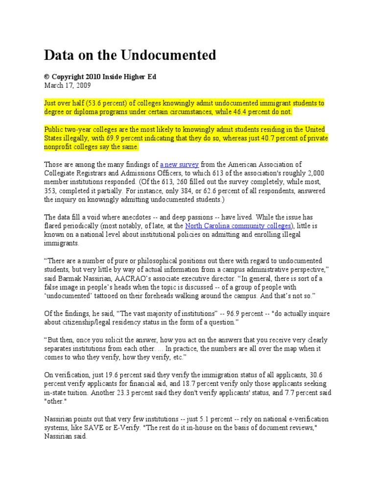 Data On The Undocumented | PDF | Illegal Immigration | University And ...
