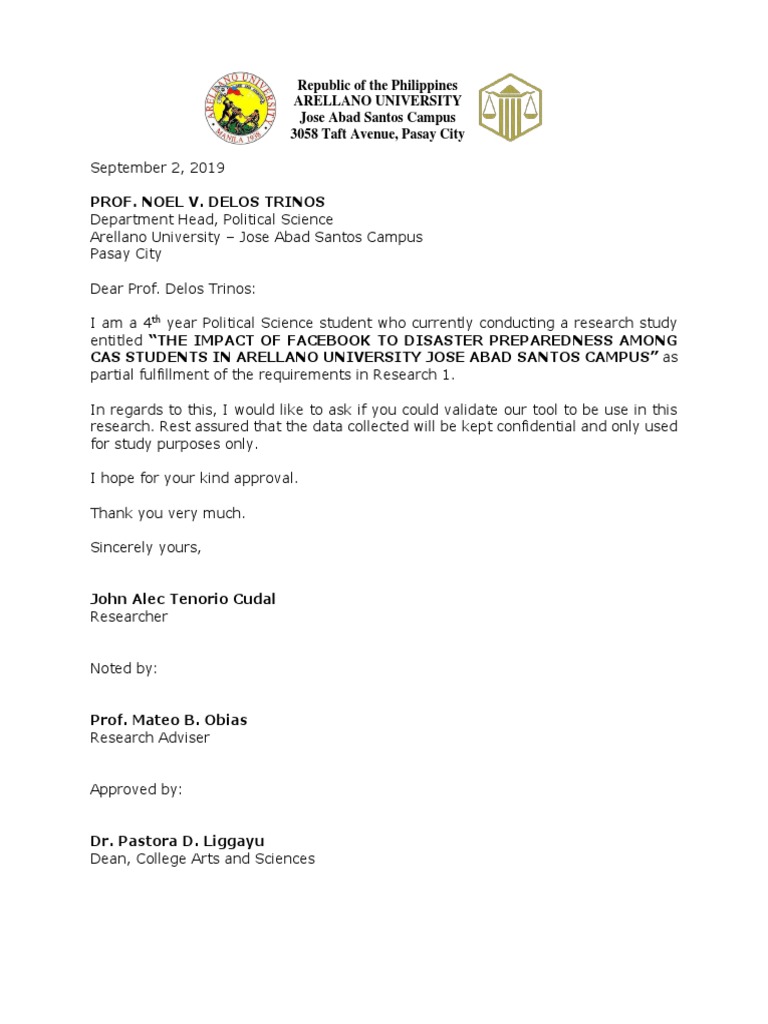 Letter For Research Tool - 1 | PDF