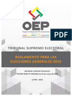 Reglamento Elecciones Generales 2019 Bolivia