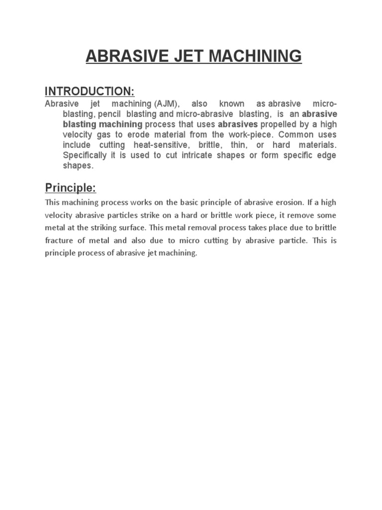 Abrasive Jet Machining PDF Abrasive Machining