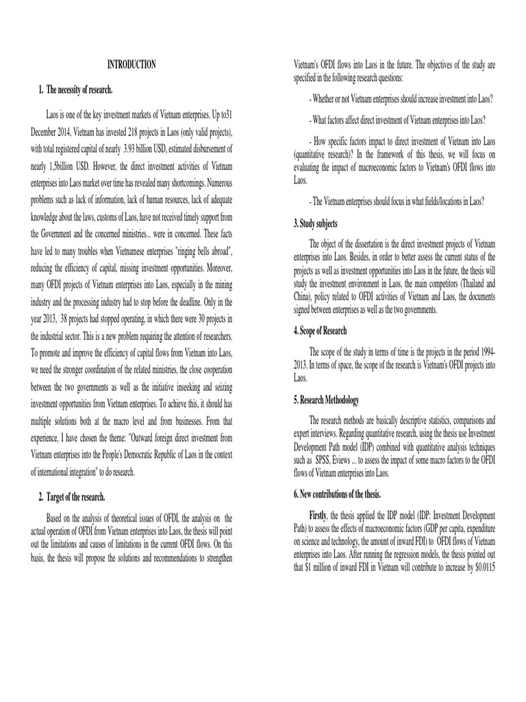 OFDI of Vietnam | PDF | Foreign Direct Investment | Economic Development