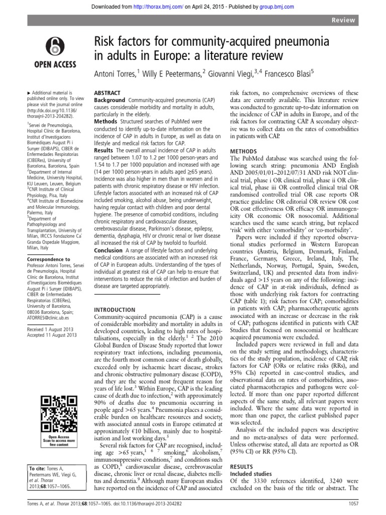 Understanding the Risk Factors for Community-Acquired Pneumonia in ...