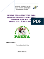 Informe de prácticas en la Empresa Municipal de Productos Lácteos Pazña