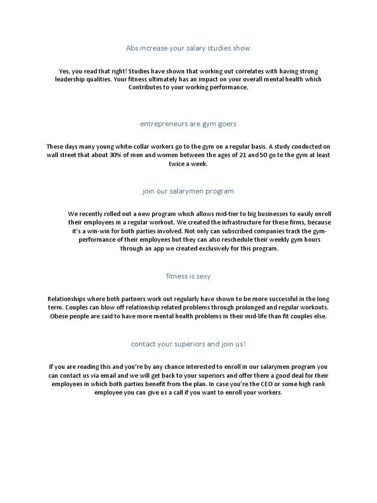 Abs Increase Your Salary Studies Show PDF