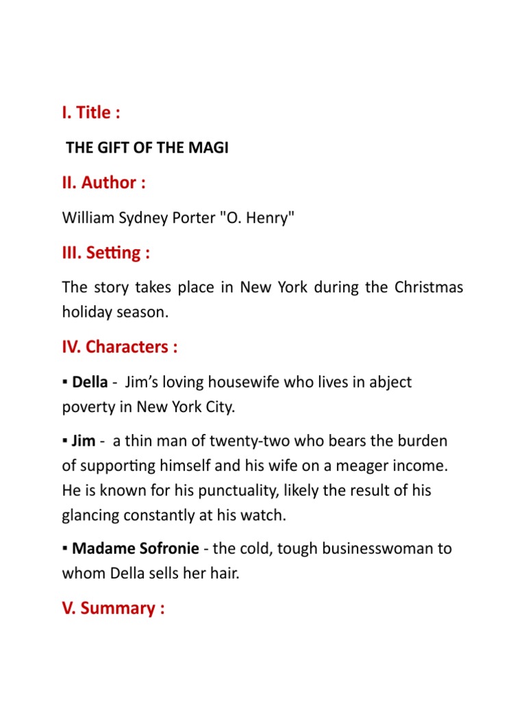 The Gift Of The Magi Pdf Christmas