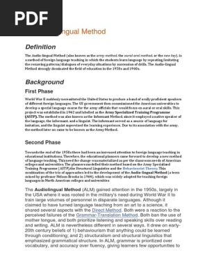 Audio Lingual Method Docx Second Language Language Acquisition